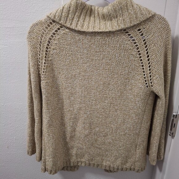 Laura Ashley Womens Open Front Beige Cardigan Sweater With Button Detail US6 - Picture 4 of 7